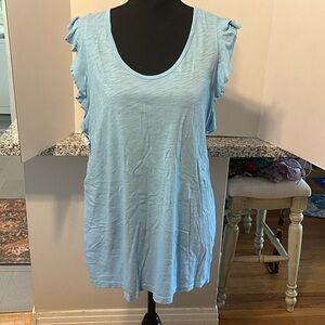 Anthropologie T.La Light Blue Sleeveless Ruffle Top